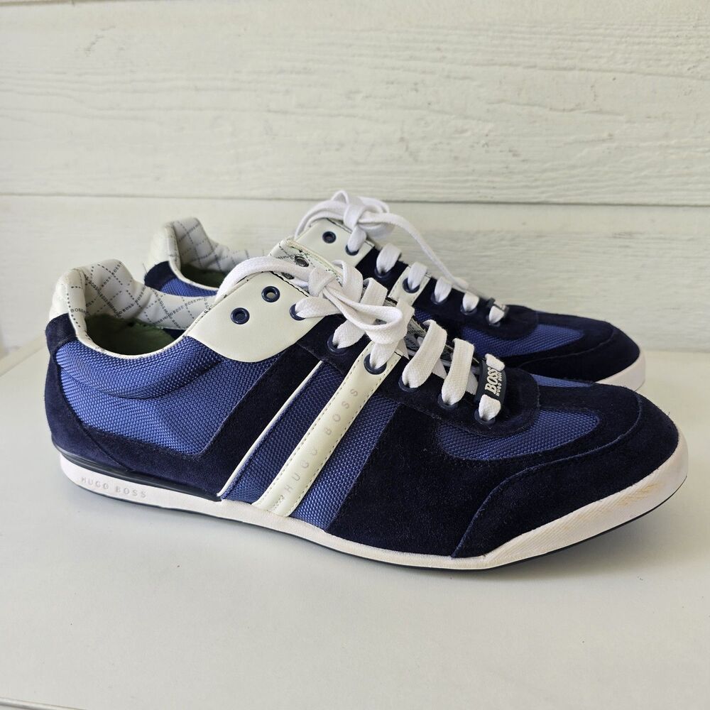 BOSS HUGO BOSS Men's Akeen Suede Sneaker Blue Size 13 EUR 46 50247604